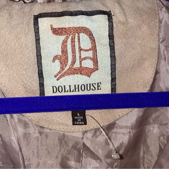 Dollhouse L Suede Leather Jacket Tan Ruffle Coat - Picture 5 of 10